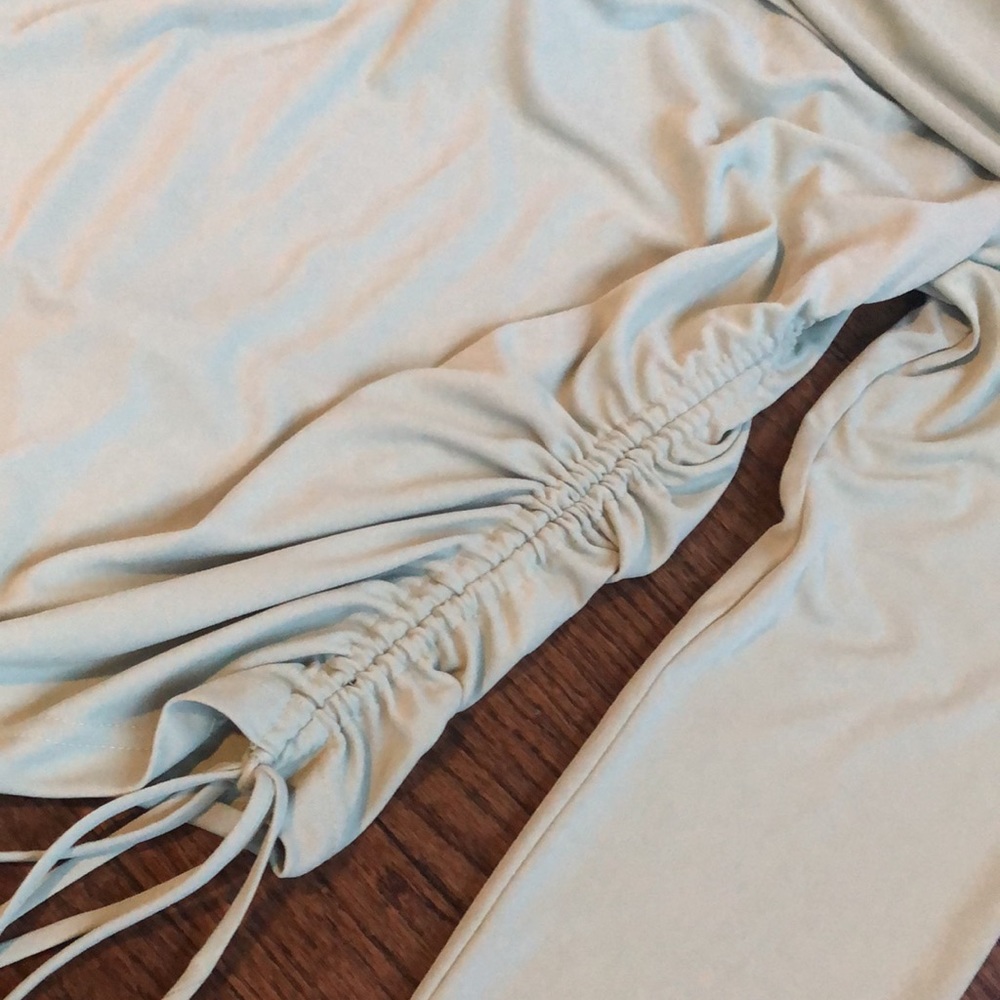 Mint Drawstring Off-the-Shoulder Blouse - Picture 2 of 4
